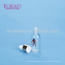 Botella de aceite esencial transparente 20ml con serigrafía y cuentagotas 18/410